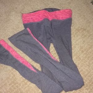 Gray Leggings with Pink Details